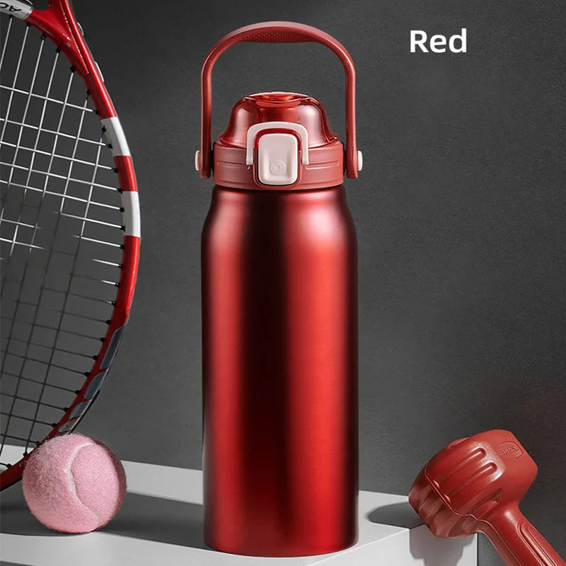 2L Stainless Steel Thermal Tumbler with Straw - Large Capacity Vacuum Flask for Hot and Cold Beverages - Ideal for Gym Use