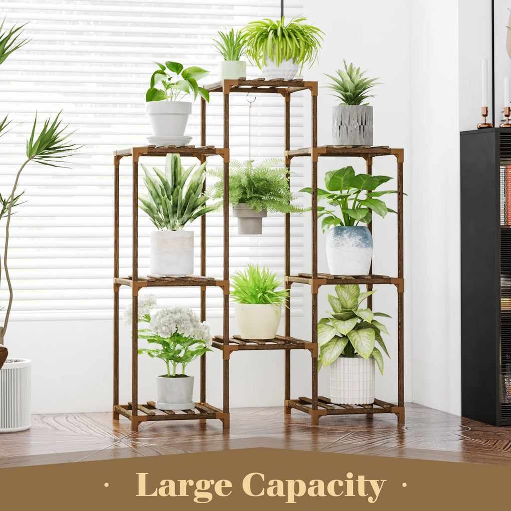 Tiered Wooden Plant Stand for Indoor and Outdoor Use - Multi-Tiered Plant Shelf and Ladder Holder