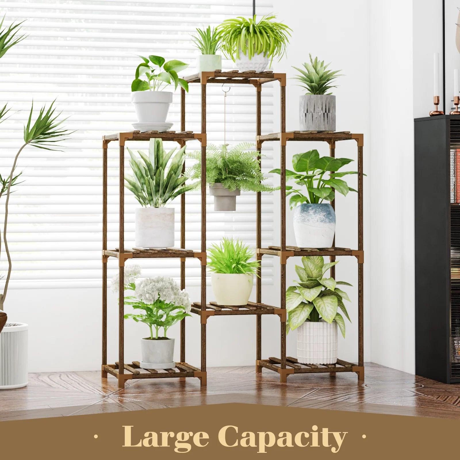 Tiered Wooden Plant Stand for Indoor and Outdoor Use - Multi-Tiered Plant Shelf and Ladder Holder