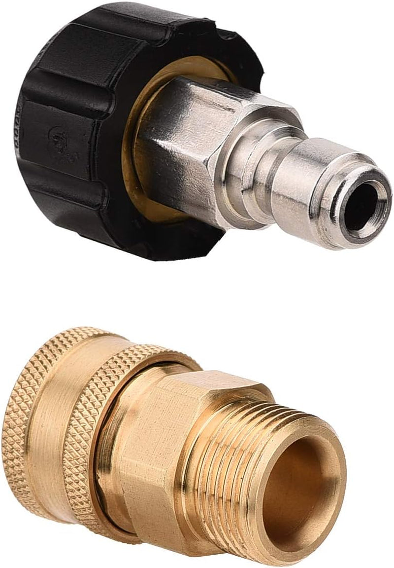Pressure Washer Adapter Kit - 3/8" Quick-Connect to M22-15mm, 5000 PSI High Pressure Hose Connection Set