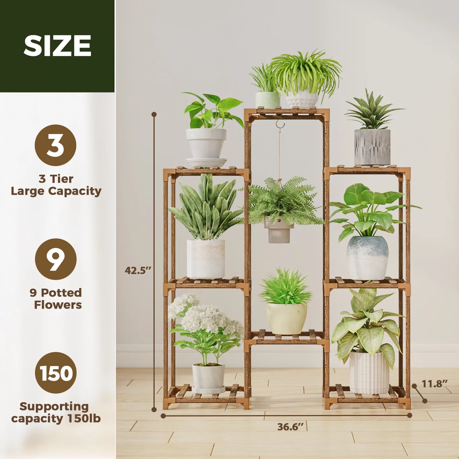 Tiered Wooden Plant Stand for Indoor and Outdoor Use - Multi-Tiered Plant Shelf and Ladder Holder