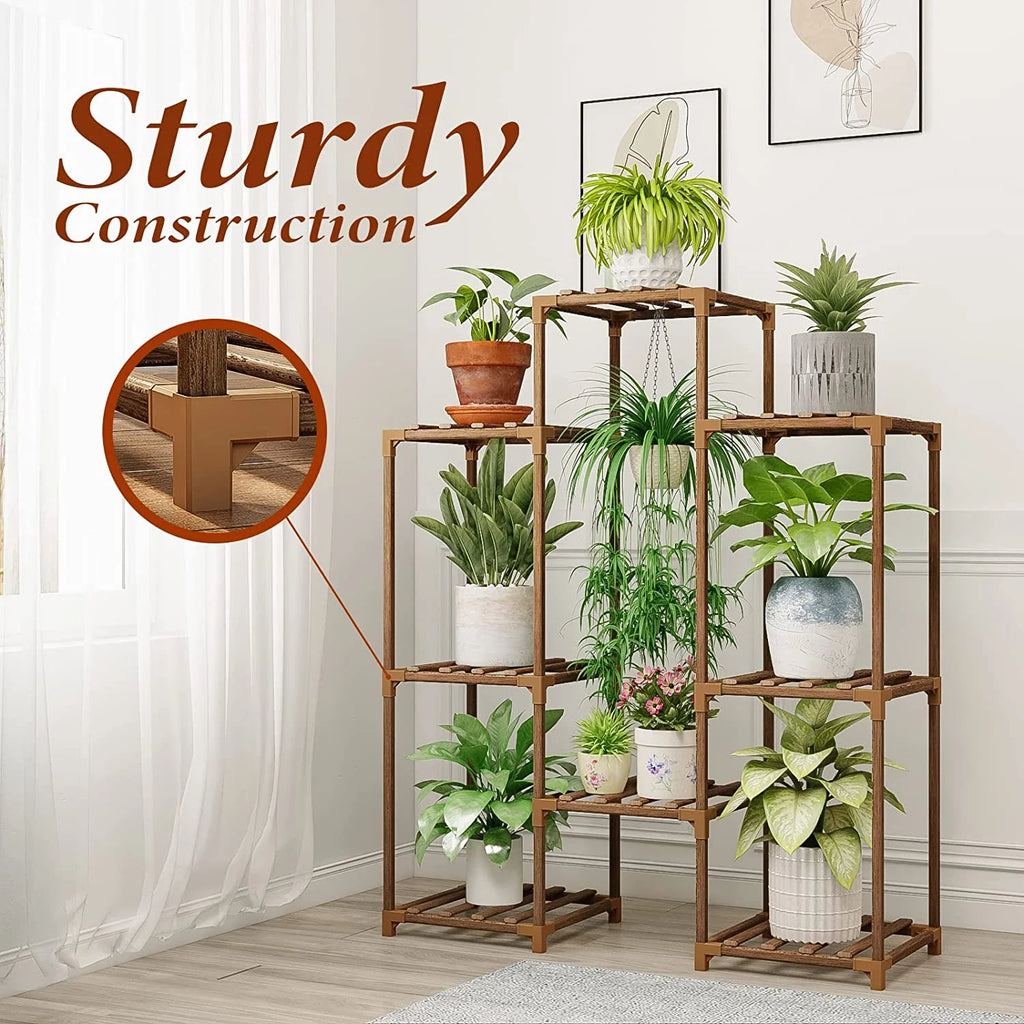 Tiered Wooden Plant Stand for Indoor and Outdoor Use - Multi-Tiered Plant Shelf and Ladder Holder