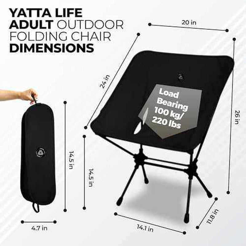 Ultralight Khaki Folding Camping Chair with Storage Pouch - Perfect for Outdoor Adventures!