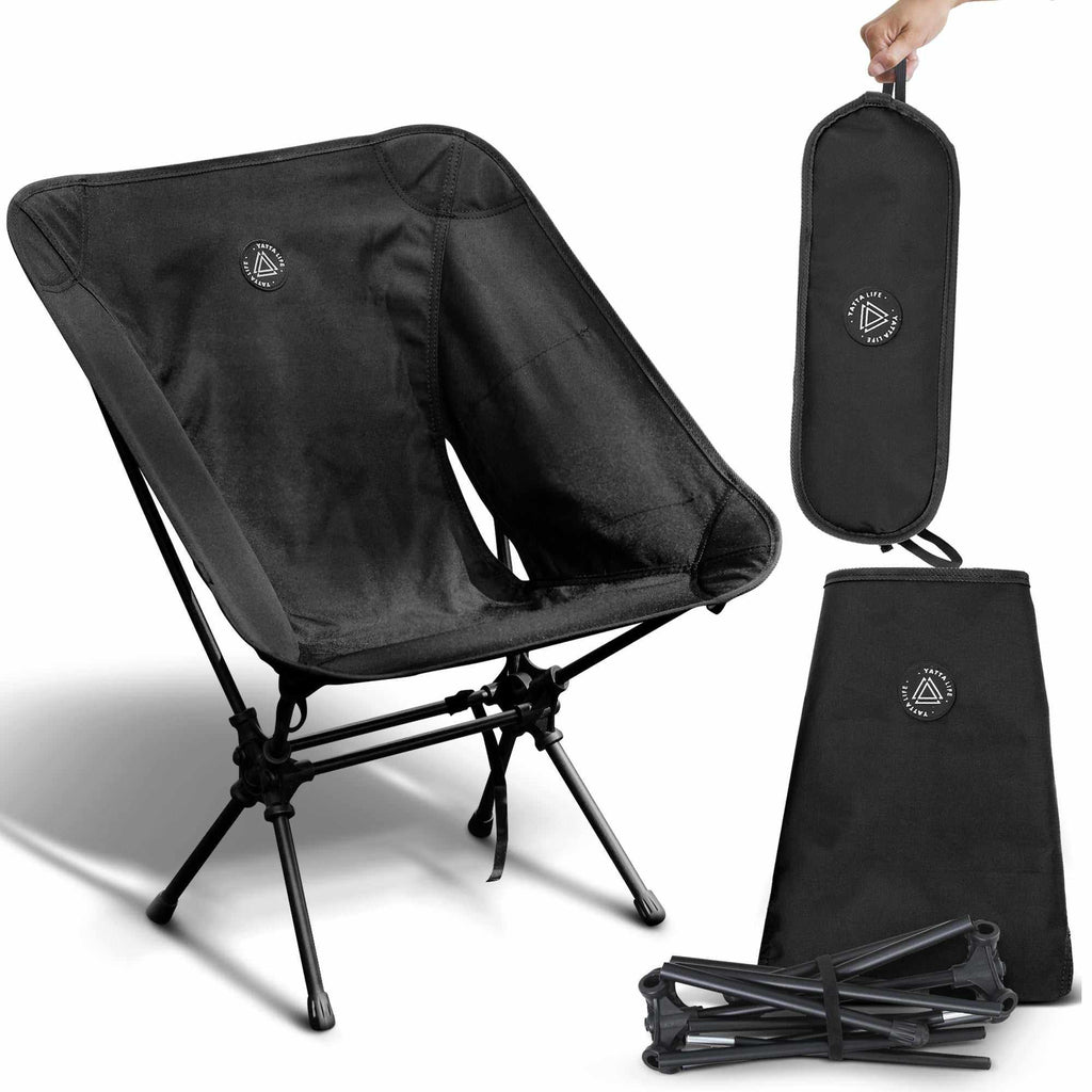 Ultralight Khaki Folding Camping Chair with Storage Pouch - Perfect for Outdoor Adventures!