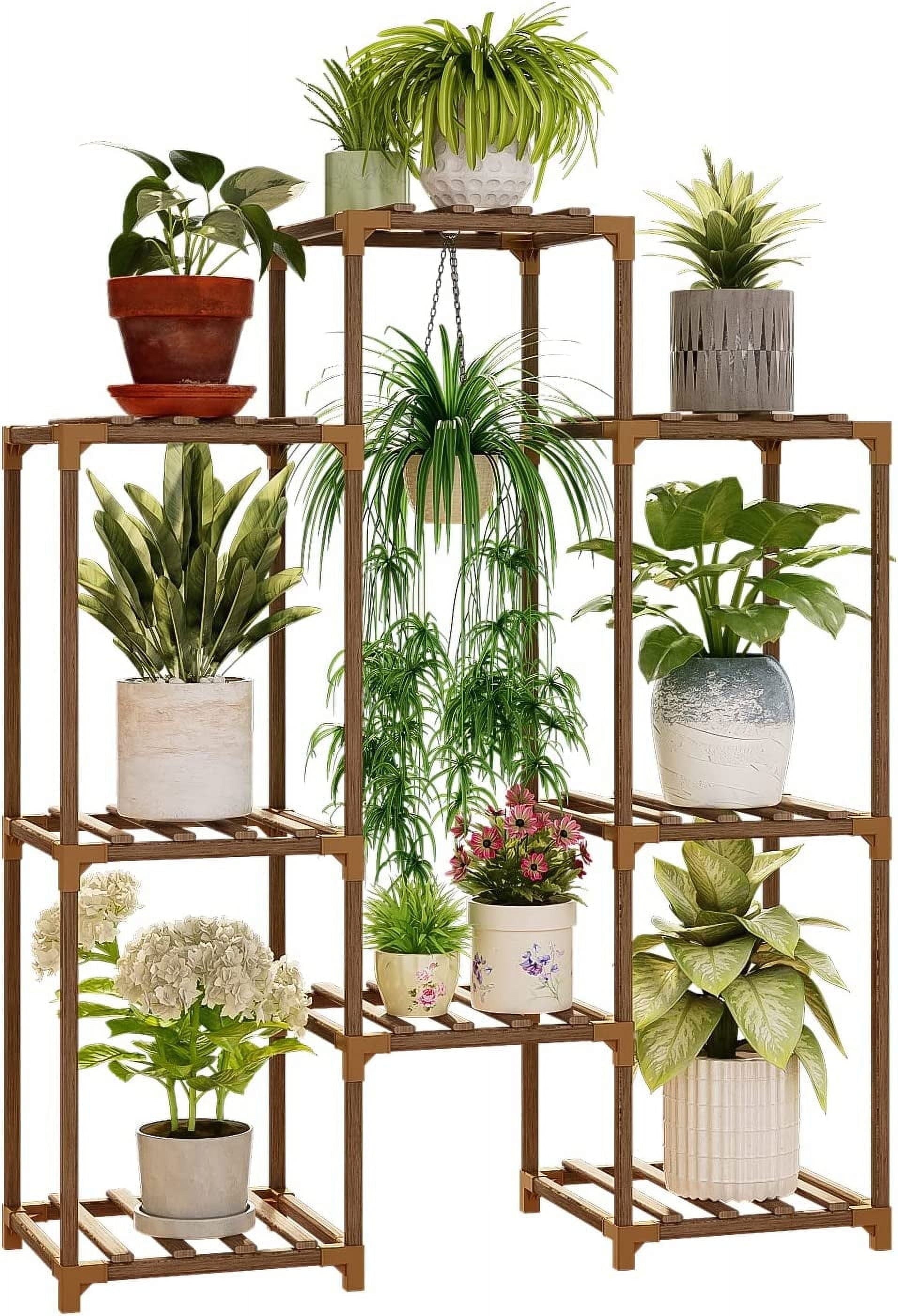 Tiered Wooden Plant Stand for Indoor and Outdoor Use - Multi-Tiered Plant Shelf and Ladder Holder