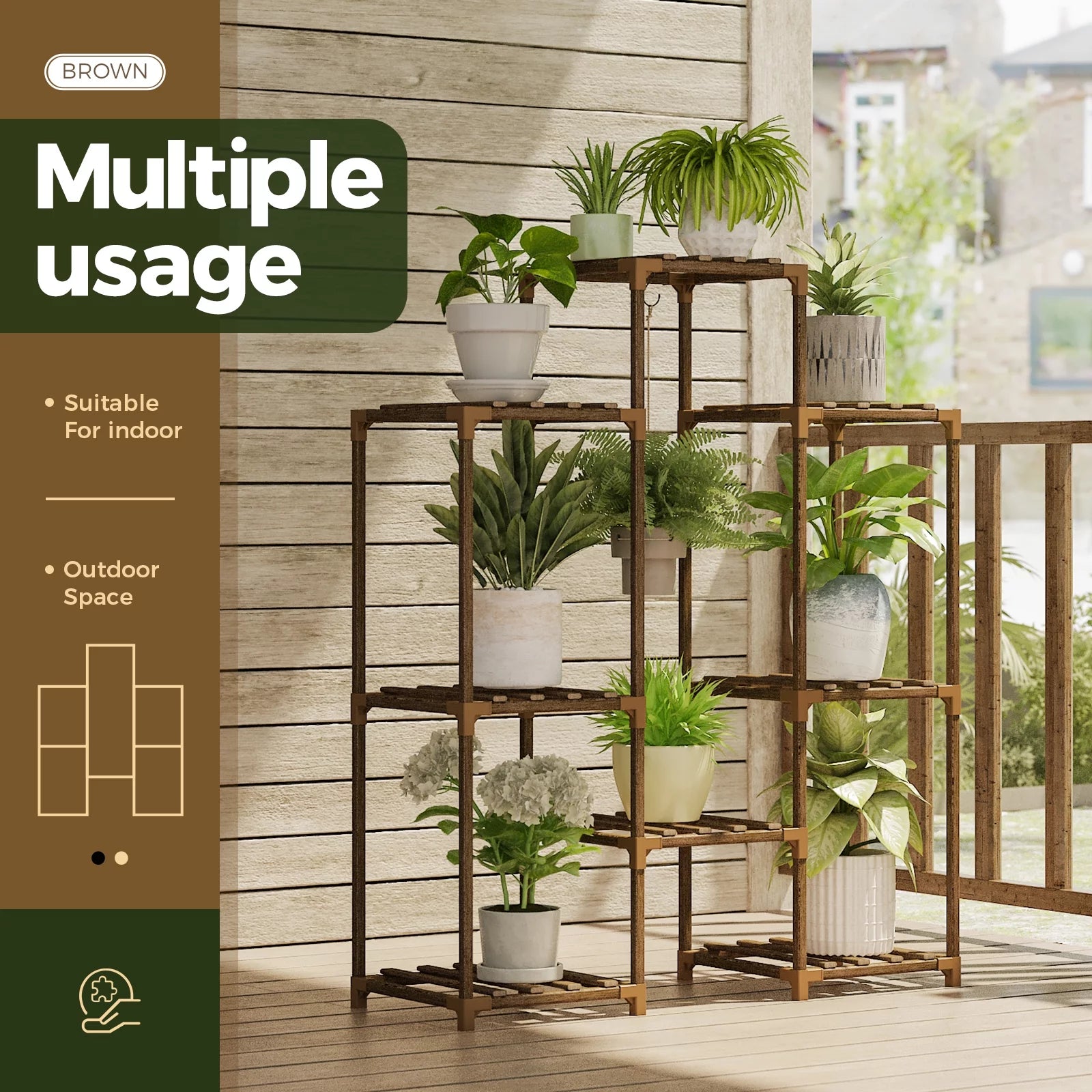 Tiered Wooden Plant Stand for Indoor and Outdoor Use - Multi-Tiered Plant Shelf and Ladder Holder