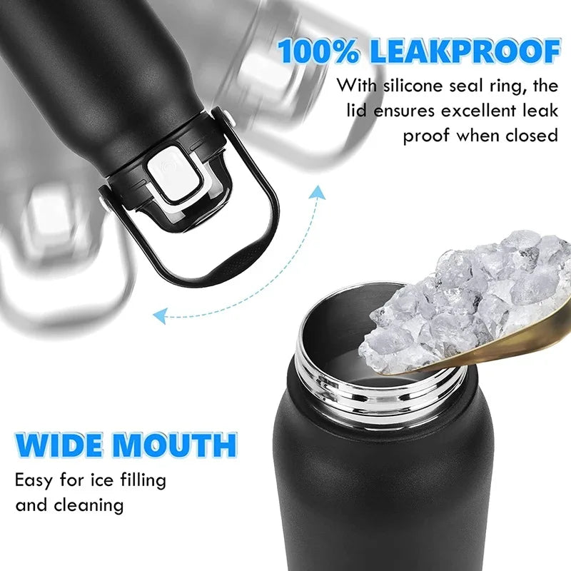 2L Stainless Steel Thermal Tumbler with Straw - Large Capacity Vacuum Flask for Hot and Cold Beverages - Ideal for Gym Use