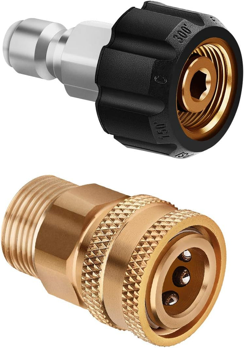 Pressure Washer Adapter Kit - 3/8" Quick-Connect to M22-15mm, 5000 PSI High Pressure Hose Connection Set