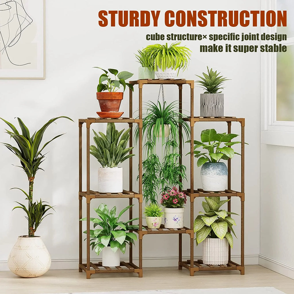 Tiered Wooden Plant Stand for Indoor and Outdoor Use - Multi-Tiered Plant Shelf and Ladder Holder